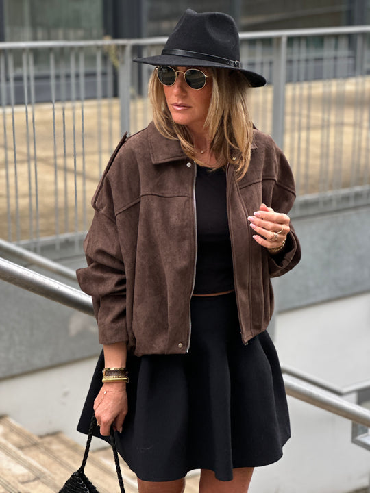 Veste suédine daim Dina choco