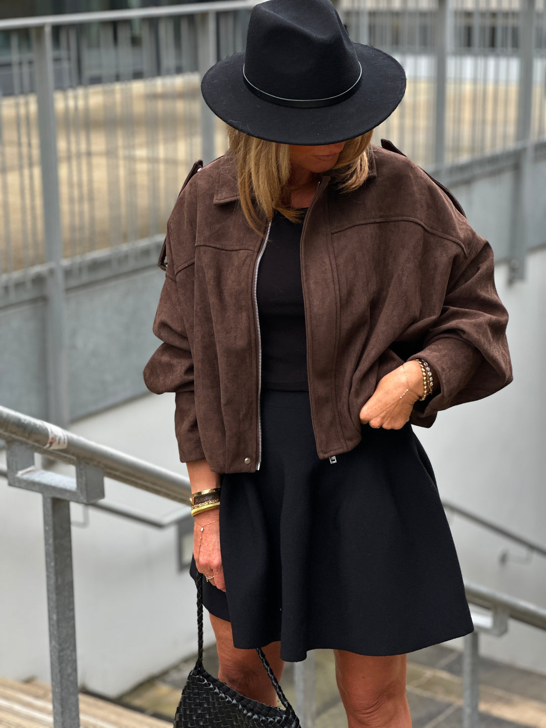 Veste suédine daim Dina choco