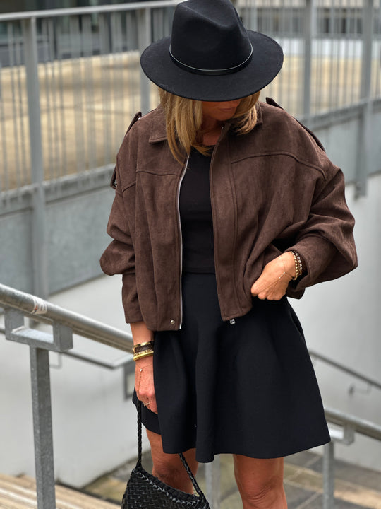 Veste suédine daim Dina choco