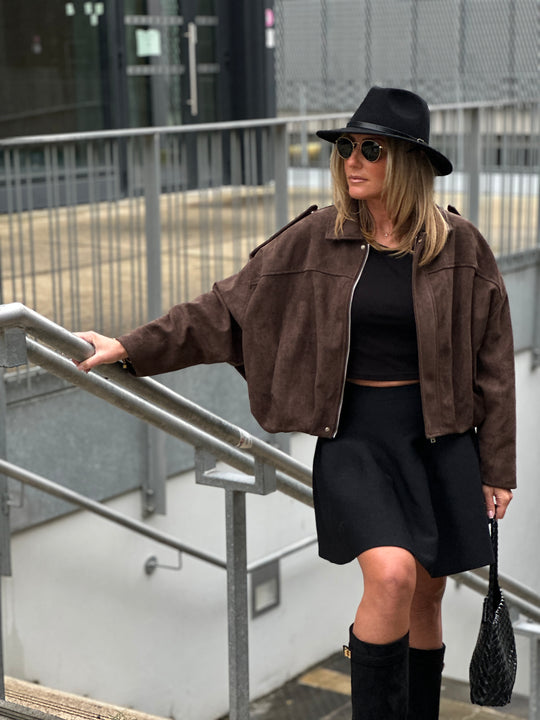 Veste suédine daim Dina choco