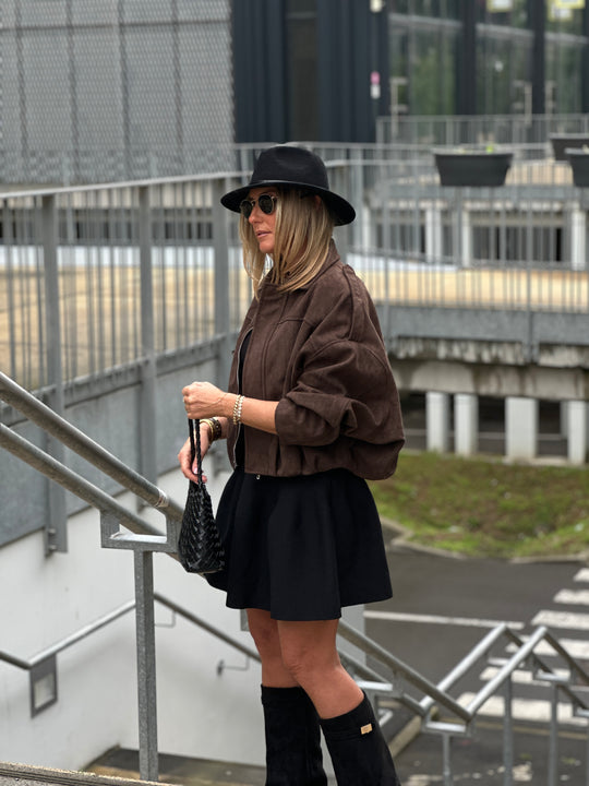 Veste suédine daim Dina choco