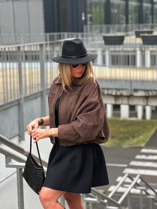 Veste suédine daim Dina choco
