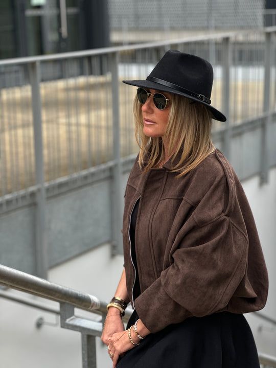 Veste suédine daim Dina choco