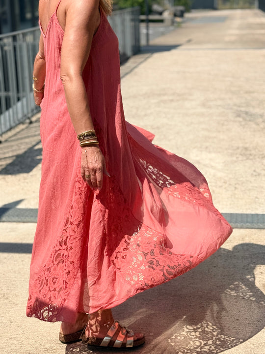 Robe coton bandes dentelles 12398