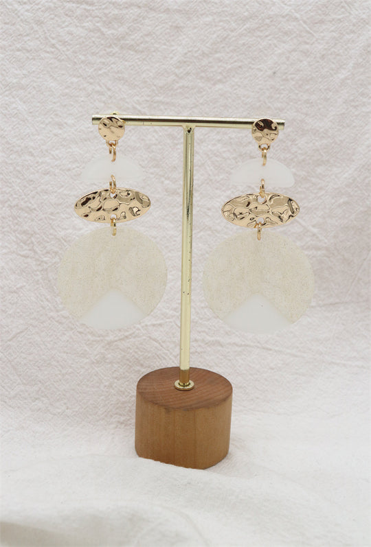 Boucles d'oreille rond or blanc