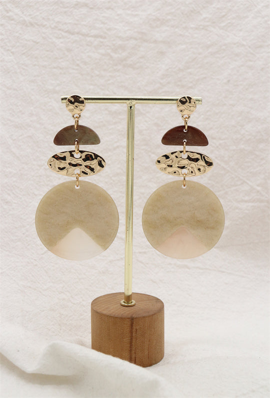 Boucles d'oreille rond or taupe