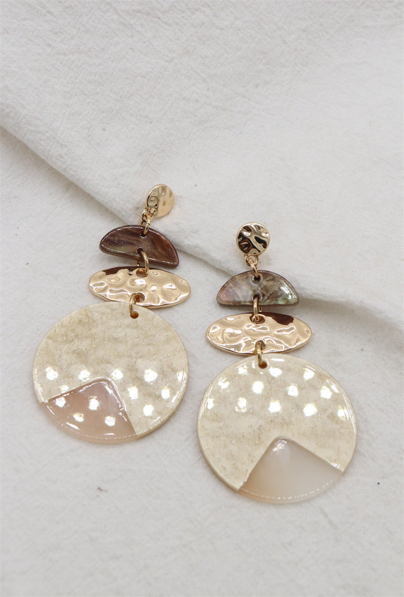 Boucles d'oreille rond or taupe
