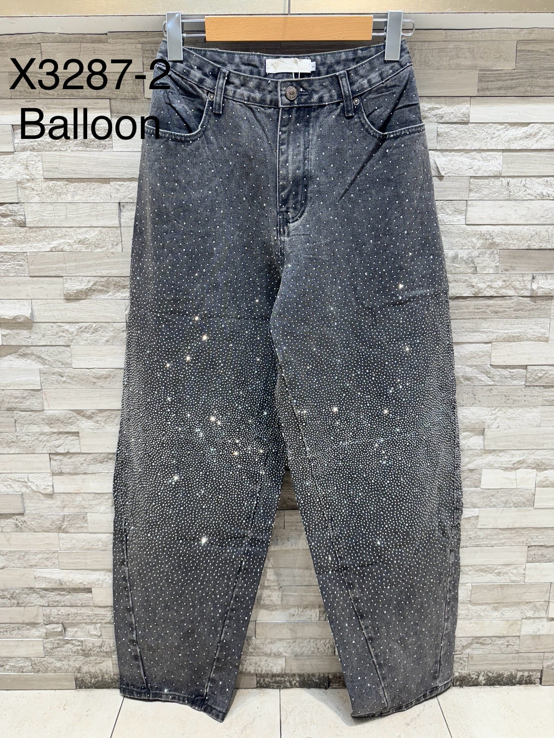 Jean ballon strass Gris 3287-2