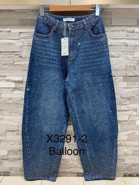 Jean ballon strass brute 3291-2