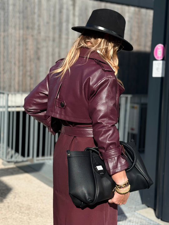 Trench bi-matière Bordeaux 9901