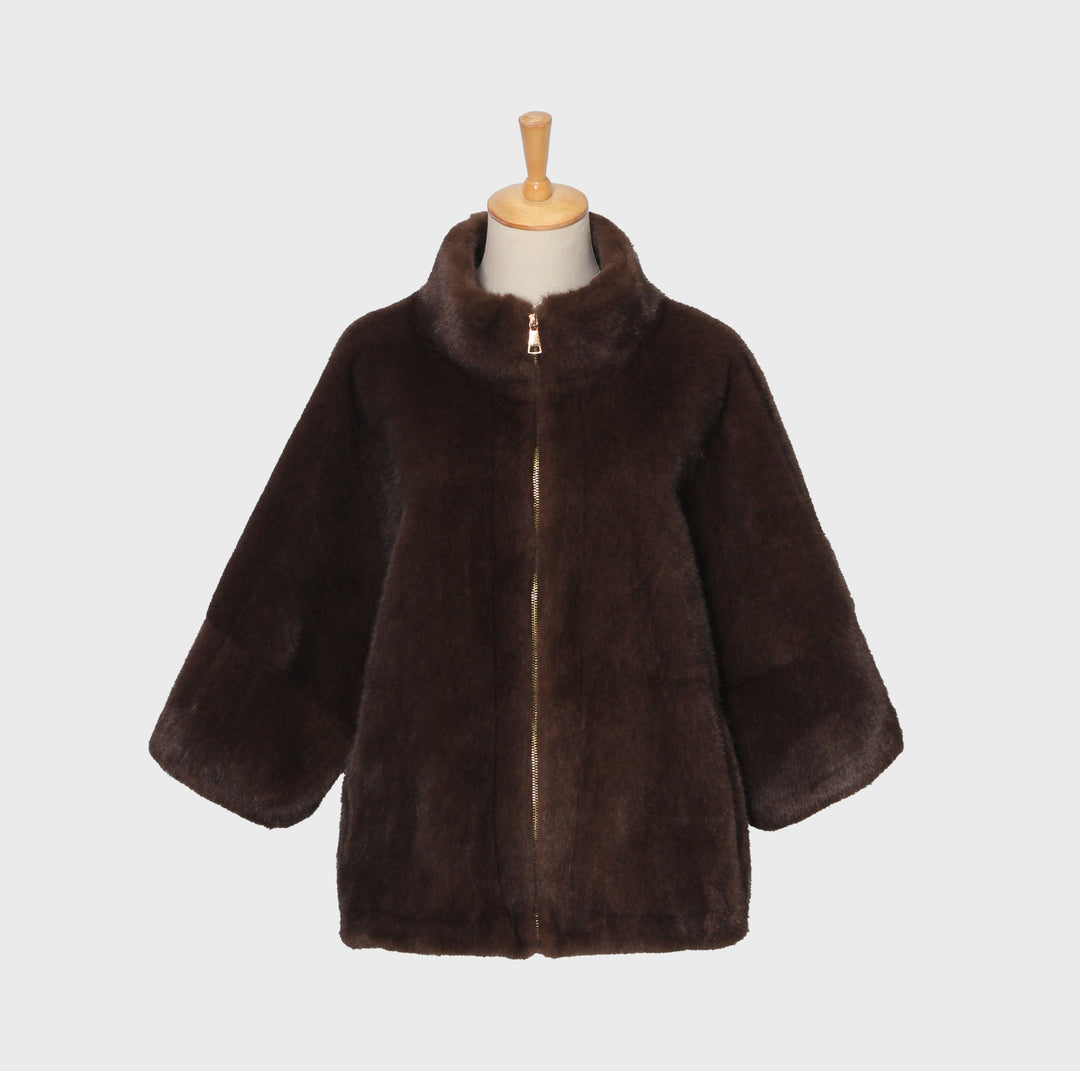 Veste fourrure Uni 3/4 41020