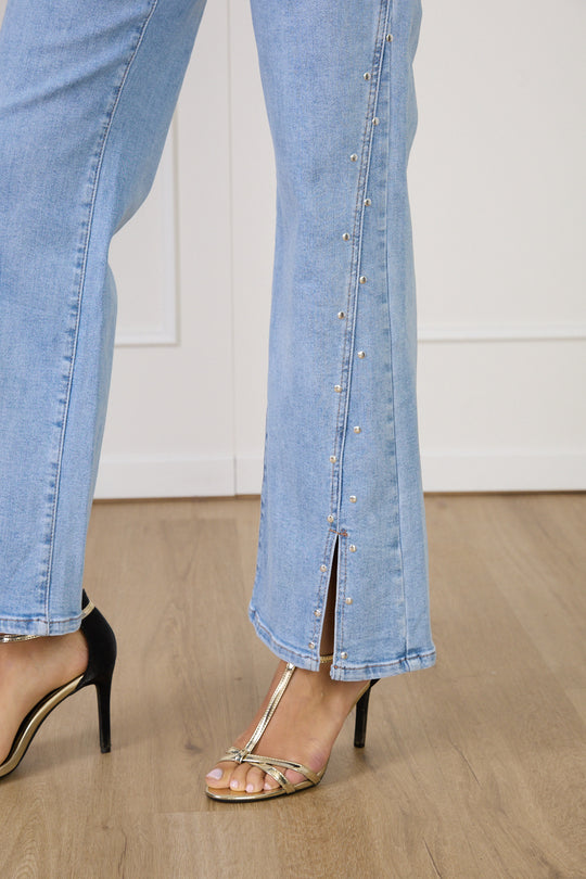 Jean flare fentes Cloutés Bleu 6090 (taille grand)