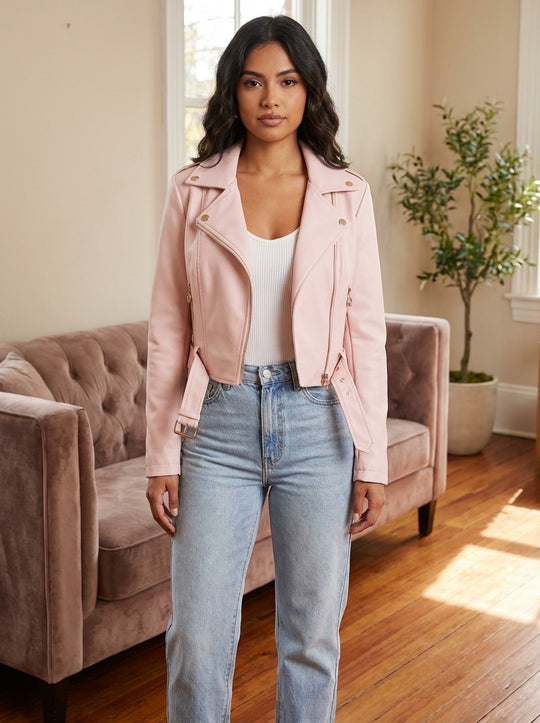 Veste similicuir rose 4719