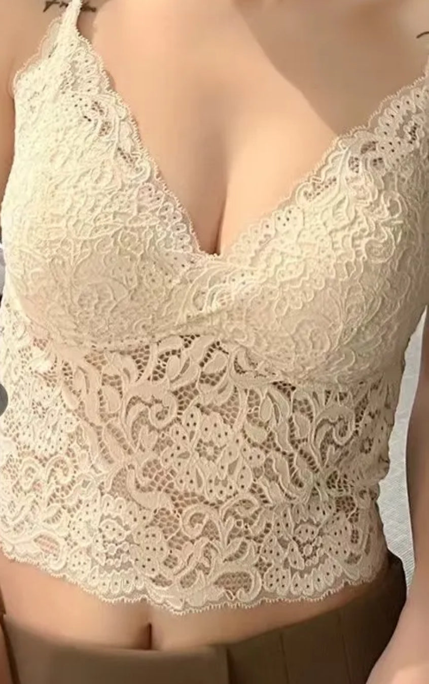 Brassière dentelle beige 001