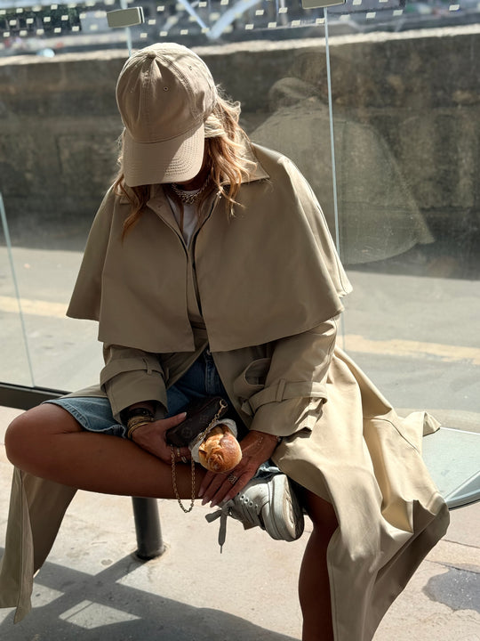 Trench grand col beige  16185