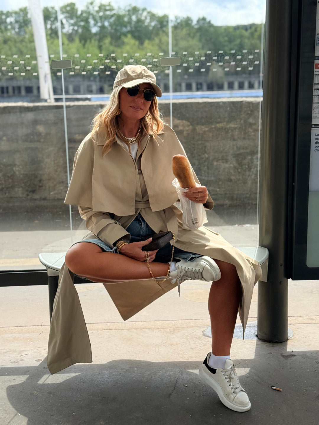 Trench grand col beige  16185