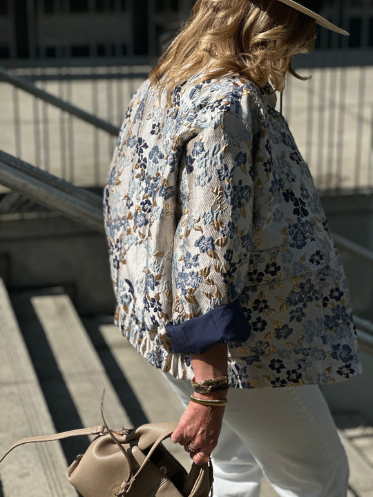 Bomber fleuri irisé Bleu