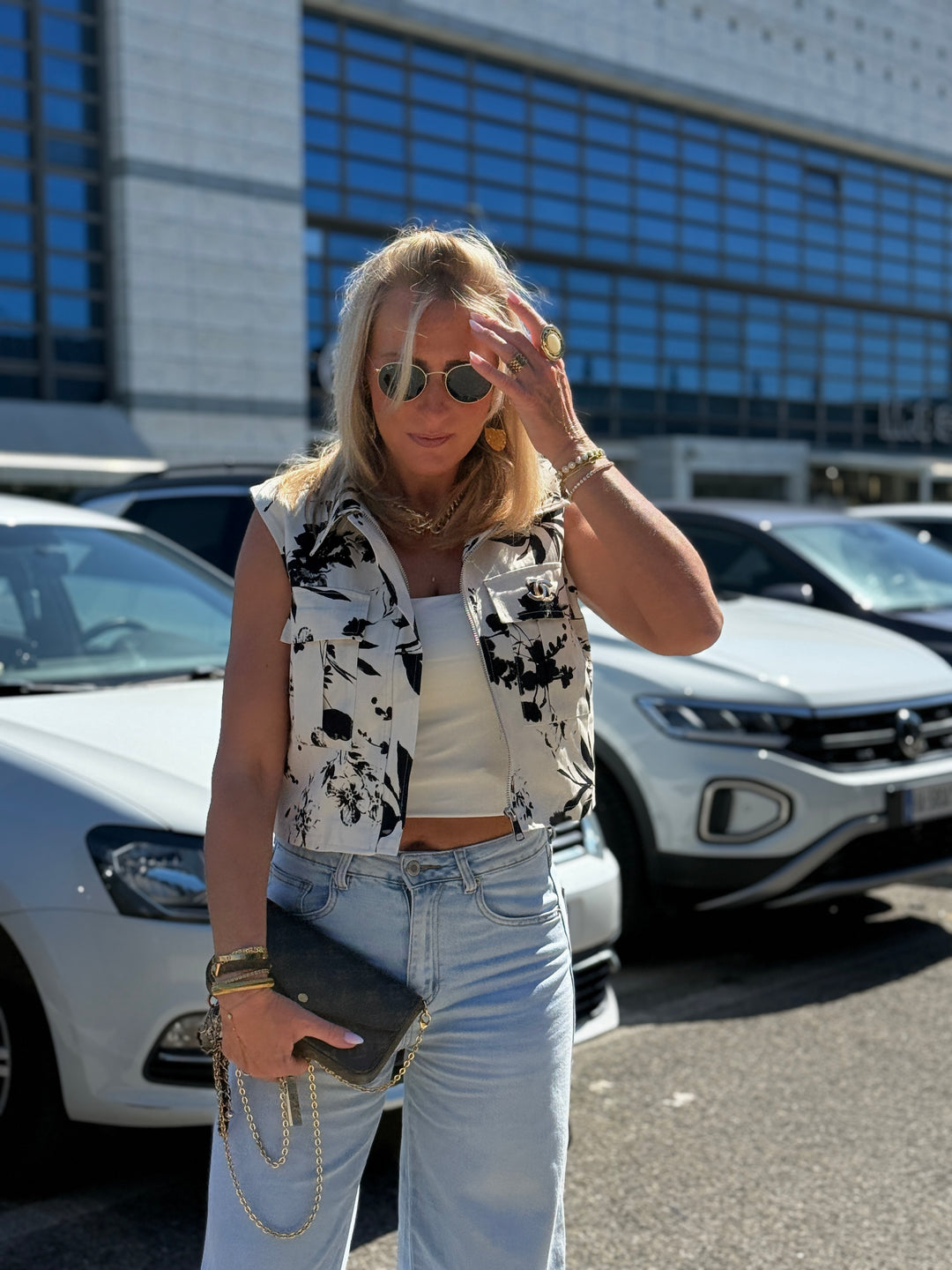 Gilet sans manches imprimer noir