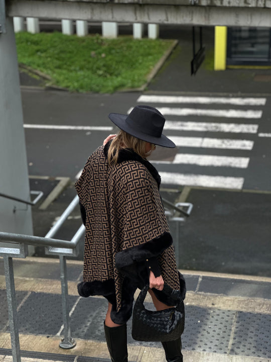 Poncho bandes fourrures F