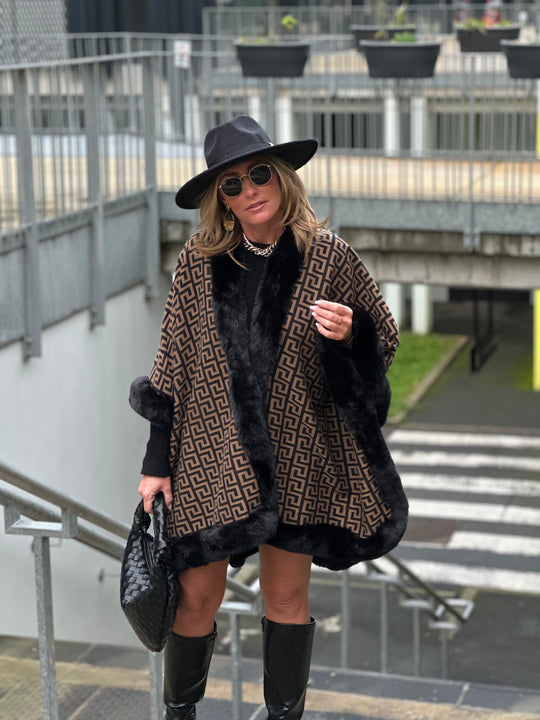 Poncho bandes fourrures F