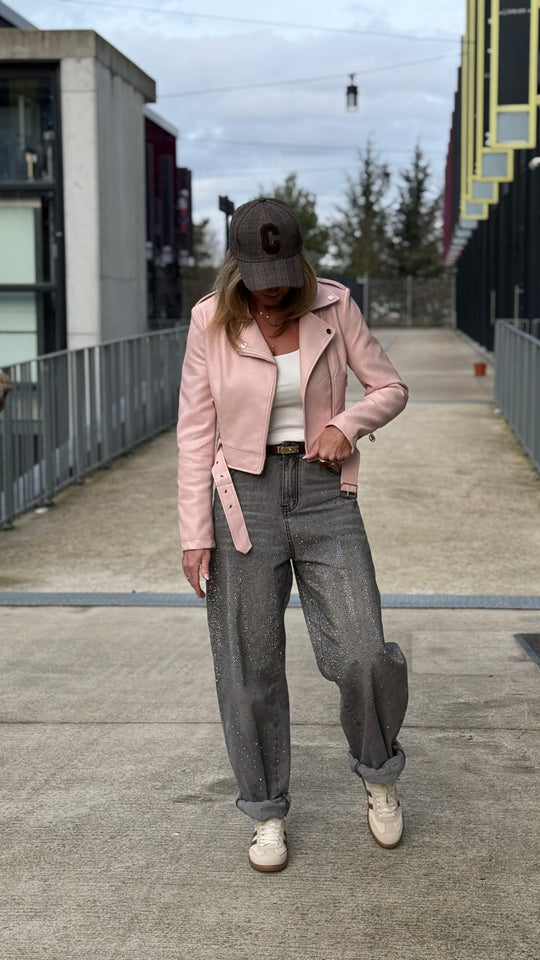 Veste similicuir rose 4719