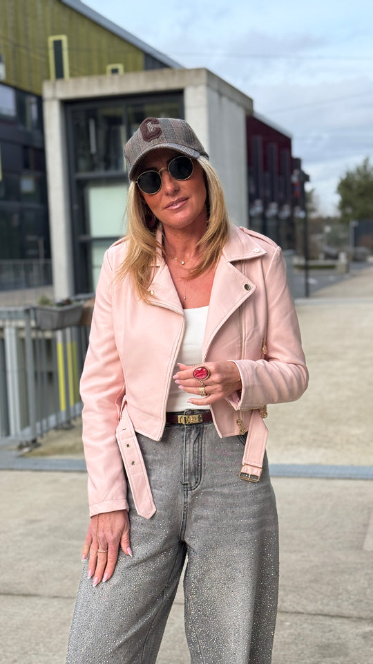 Veste similicuir rose 4719