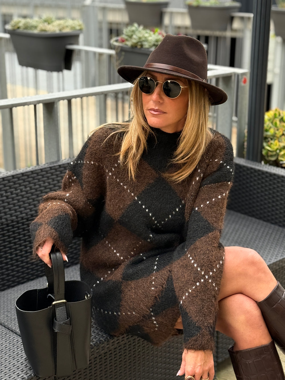 Ensemble arlequin marron/noir 6145+6142