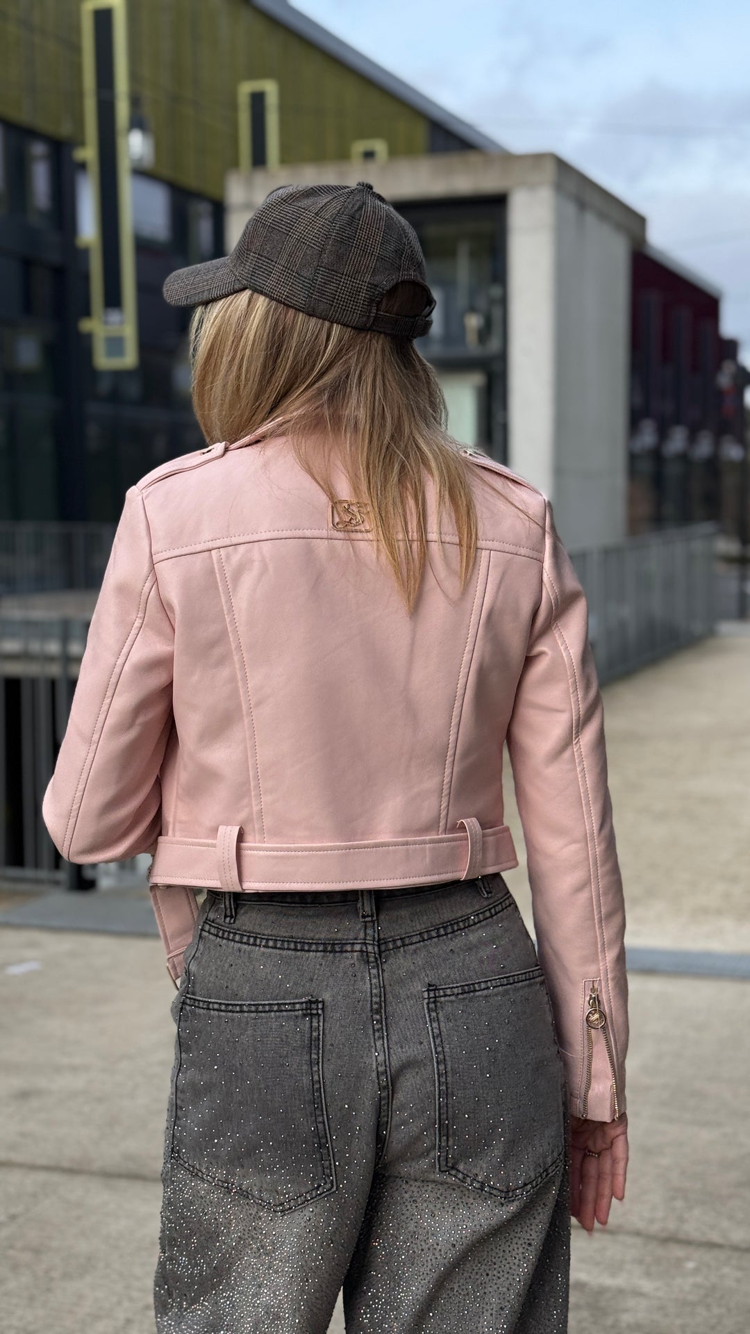 Veste similicuir rose 4719