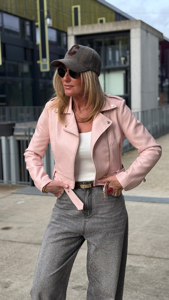 Veste similicuir rose 4719