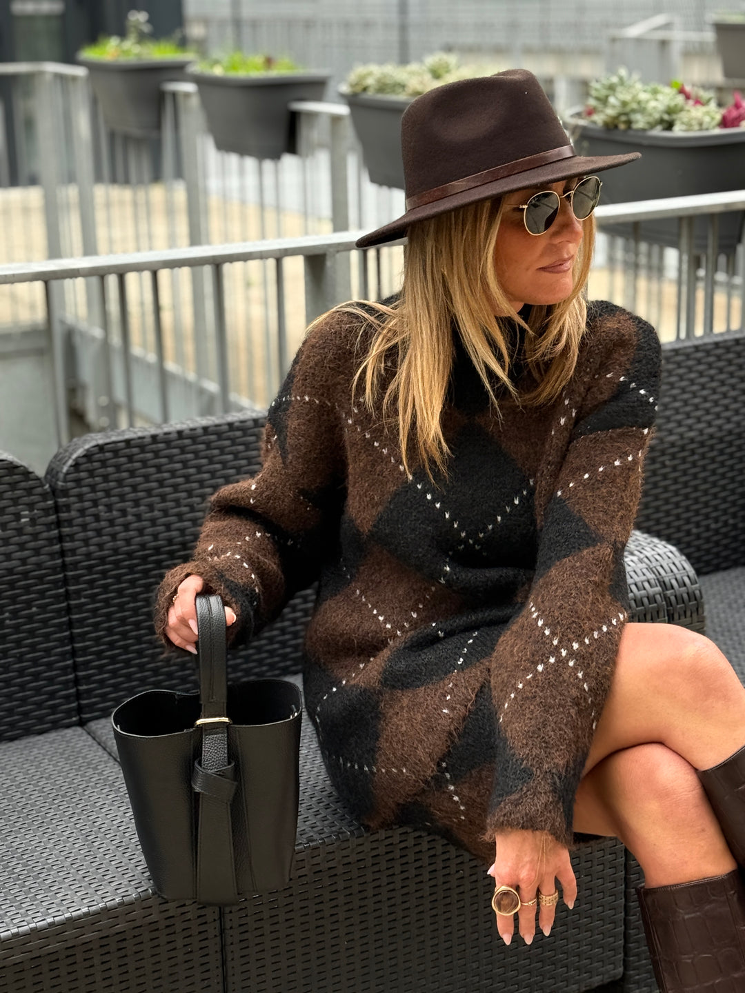 Ensemble arlequin marron/noir 6145+6142