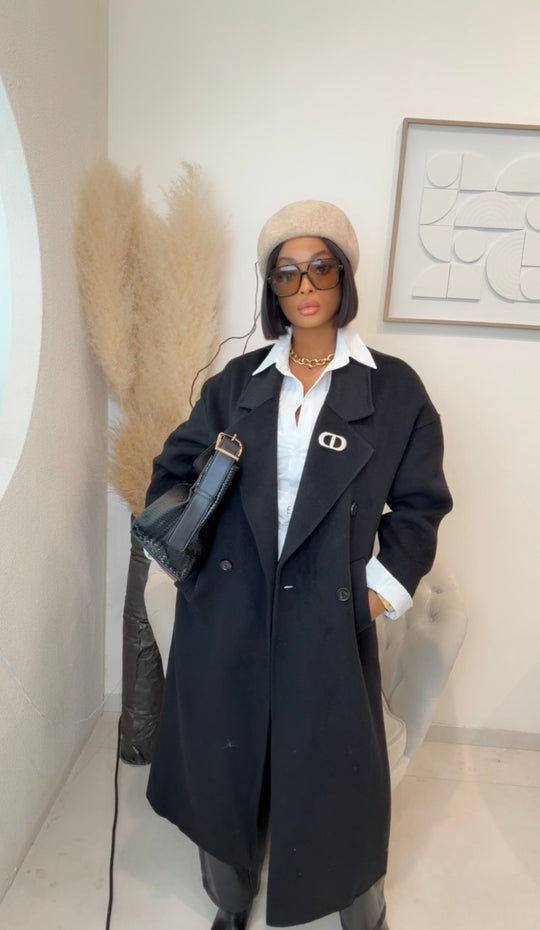 Manteau long col Noir 014