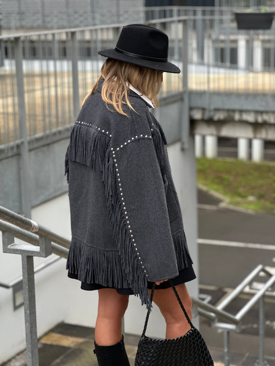 Veste laine gris foncé santiago