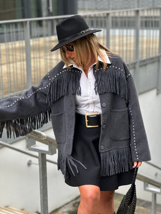 Veste laine gris foncé santiago