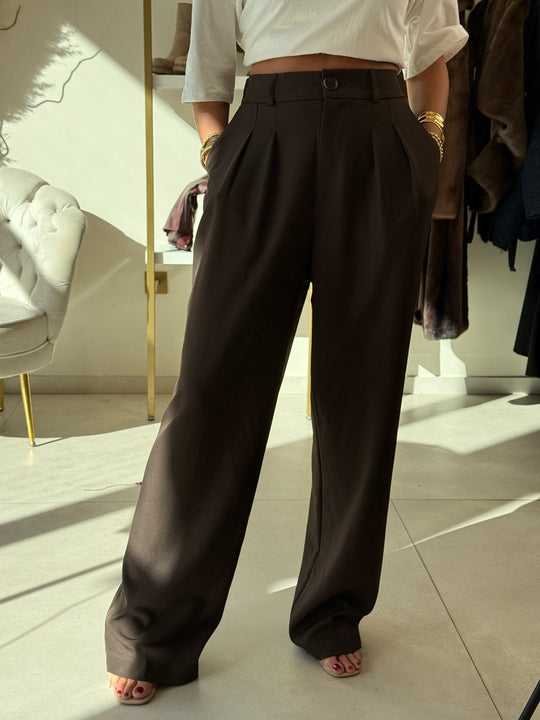 Pantalon pinces julia MARRON FONCE 24737