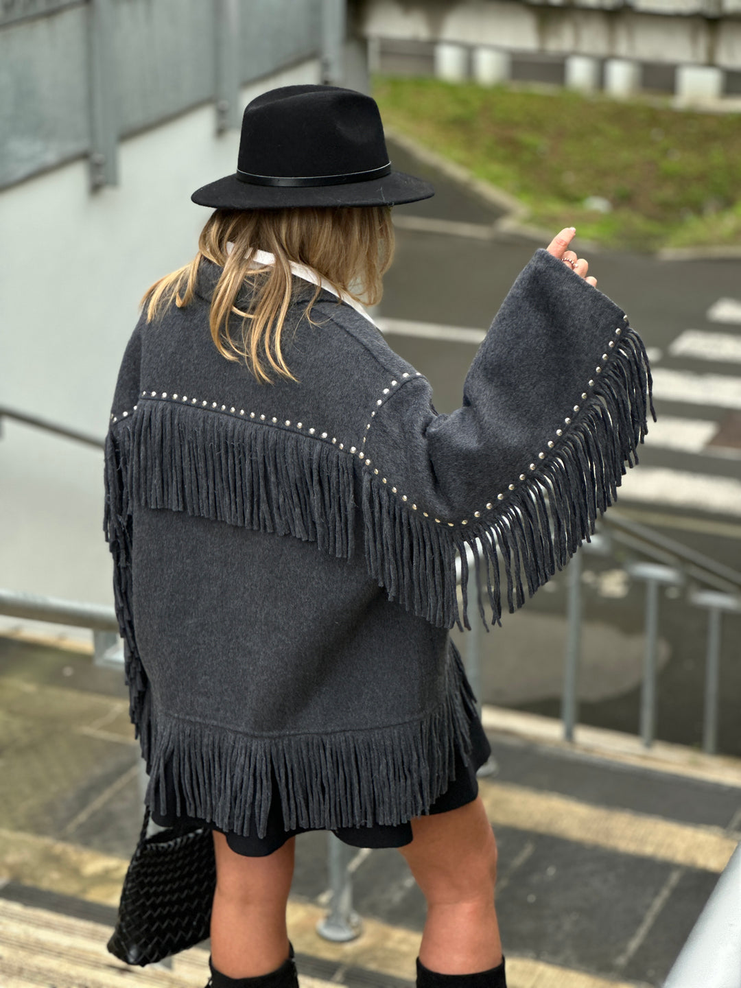 Veste laine gris foncé santiago