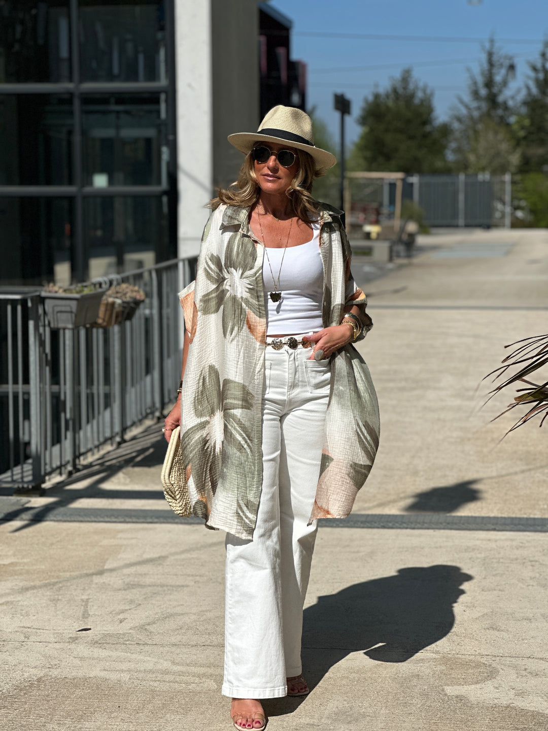 Robe tunique fleur kaki