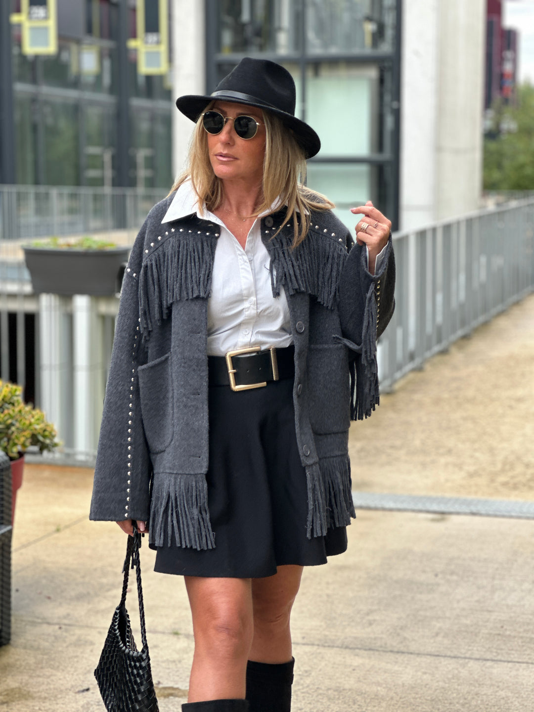 Veste laine gris foncé santiago