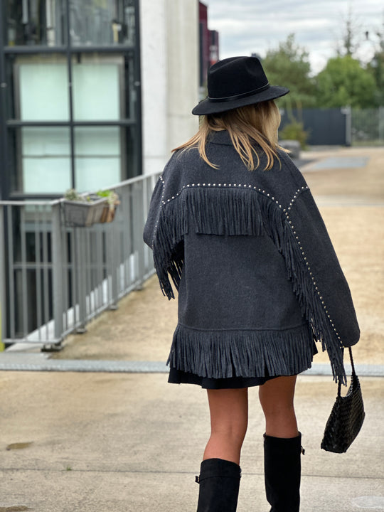 Veste laine gris foncé santiago