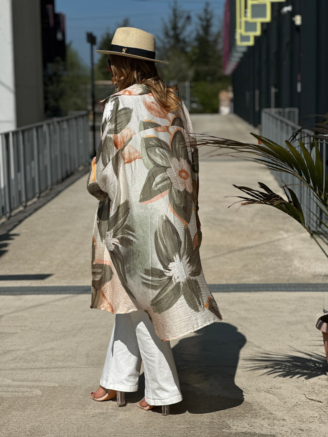 Robe tunique fleur kaki
