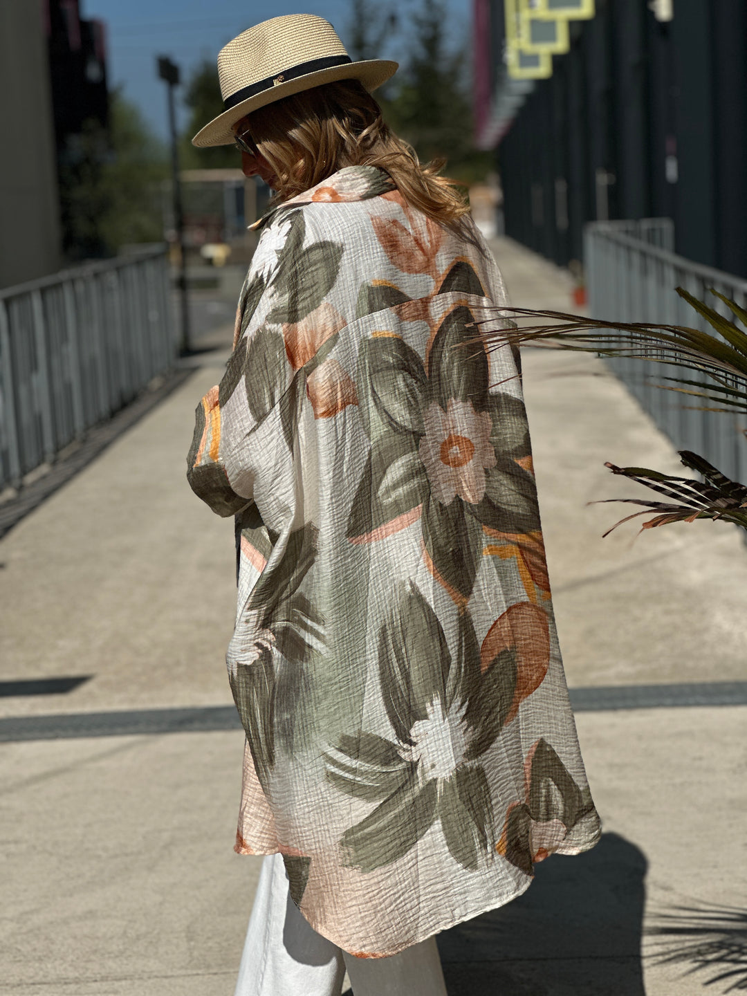 Robe tunique fleur kaki