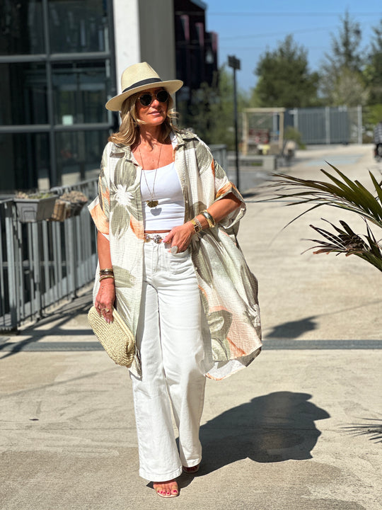 Robe tunique fleur kaki