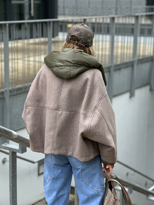 Bomber lainer capuche Taupe/kaki OX9085