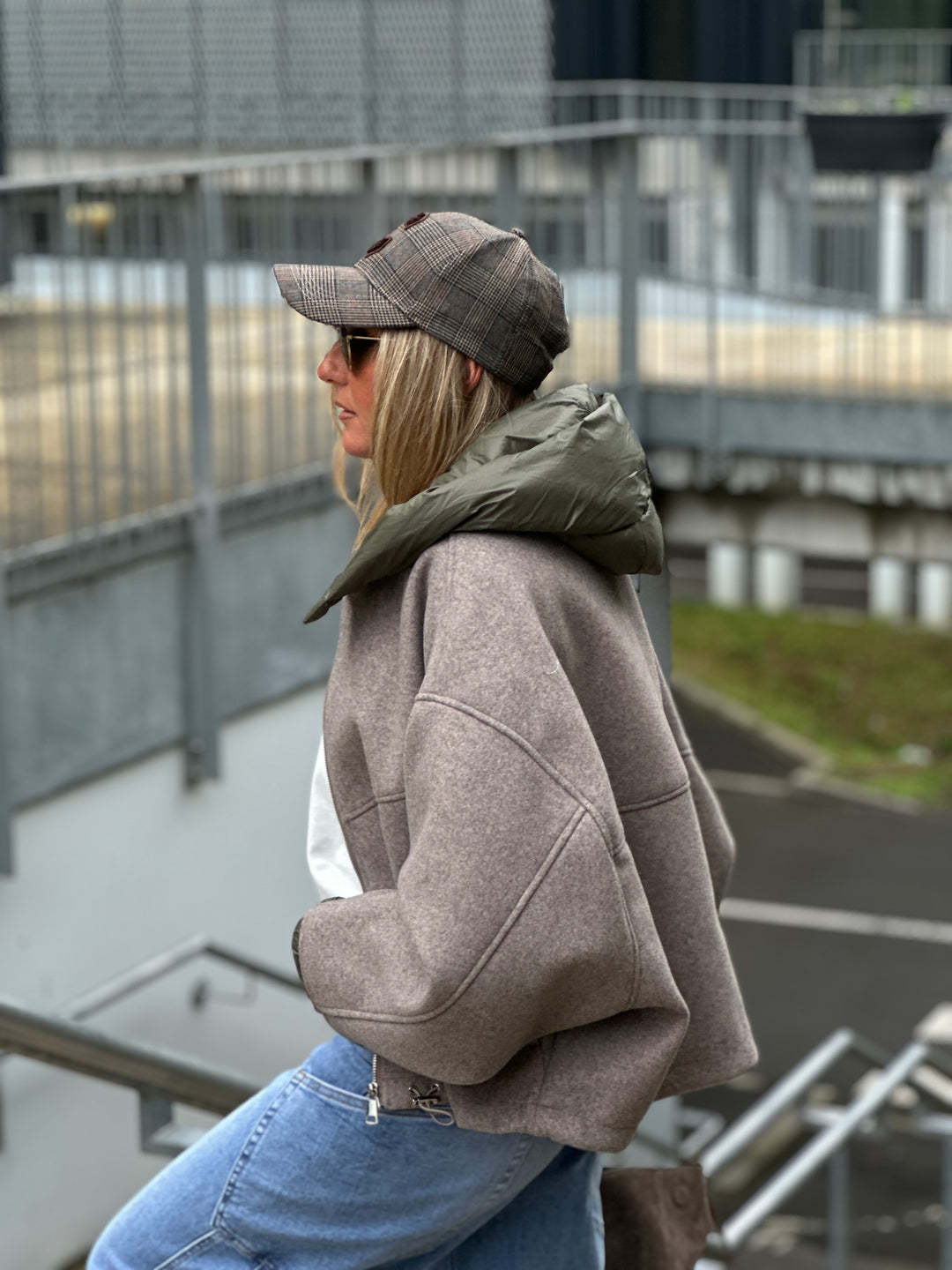 Bomber lainer capuche Taupe/kaki OX9085