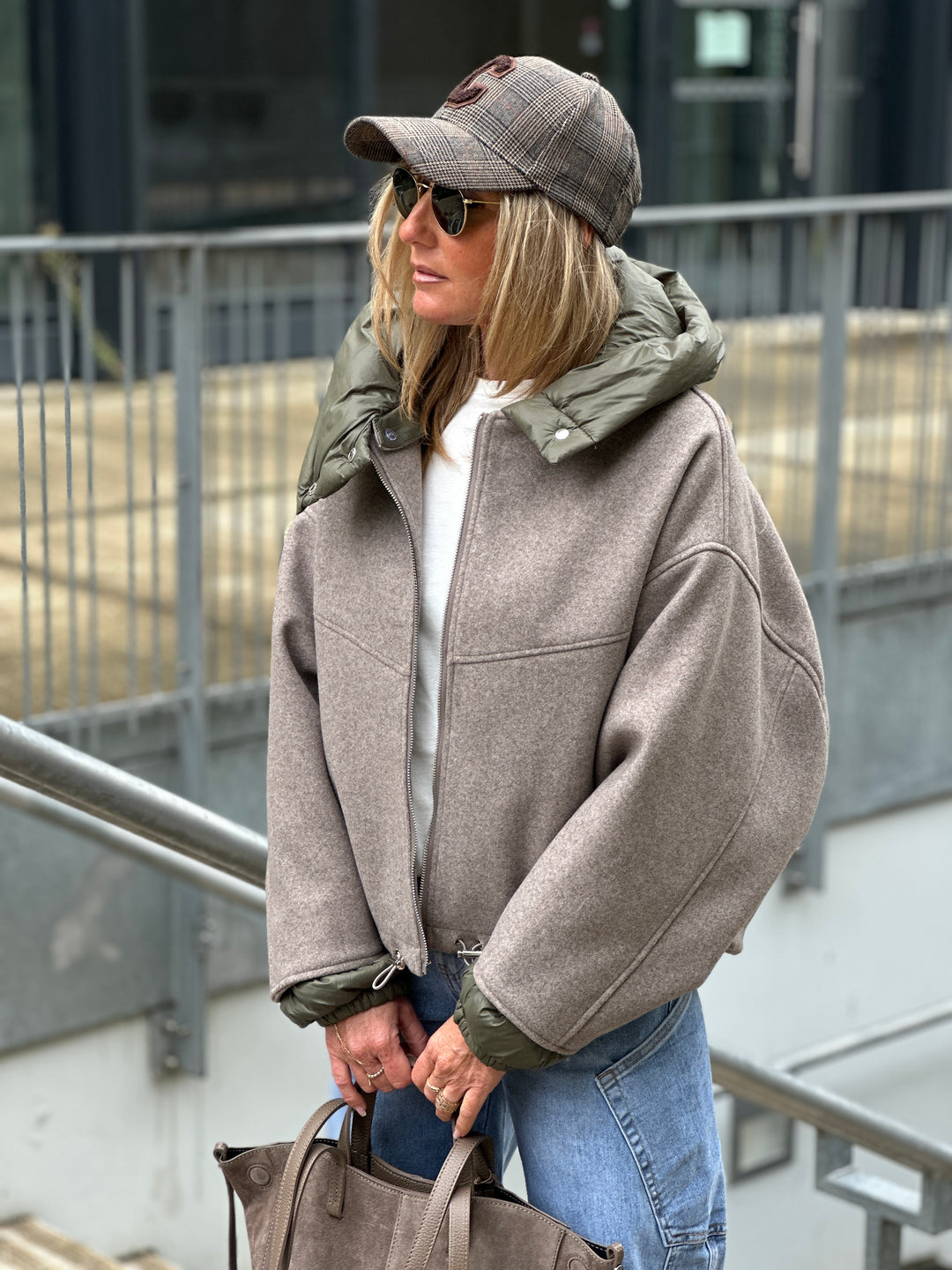 Bomber lainer capuche Taupe/kaki OX9085