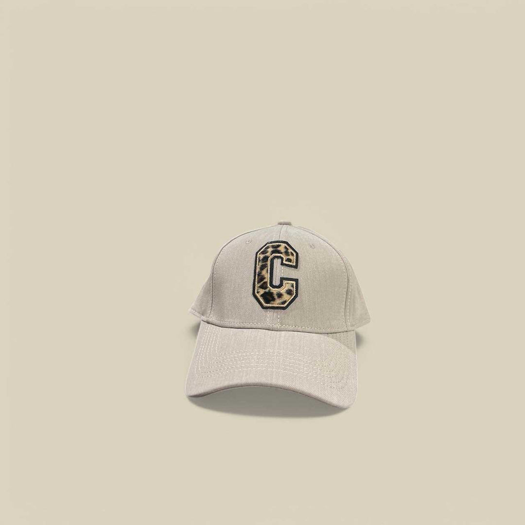 Casquette logo C beige léopard