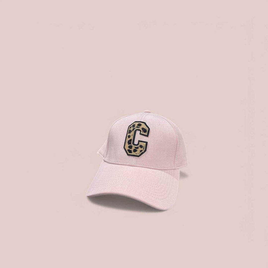 Casquette logo C rose claire tissu léopard
