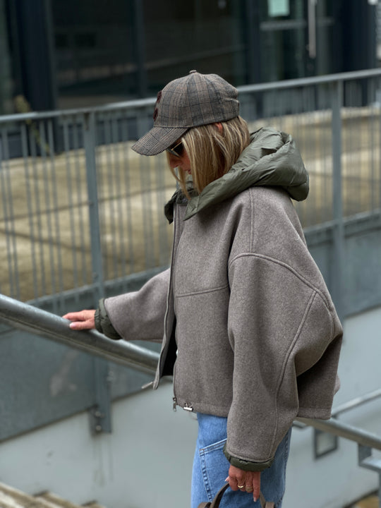 Bomber lainer capuche Taupe/kaki OX9085