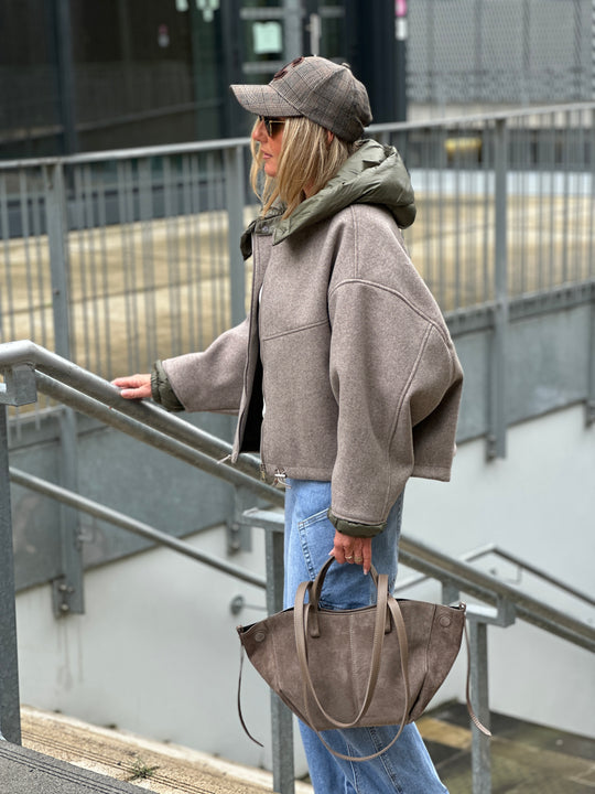 Bomber lainer capuche Taupe/kaki OX9085