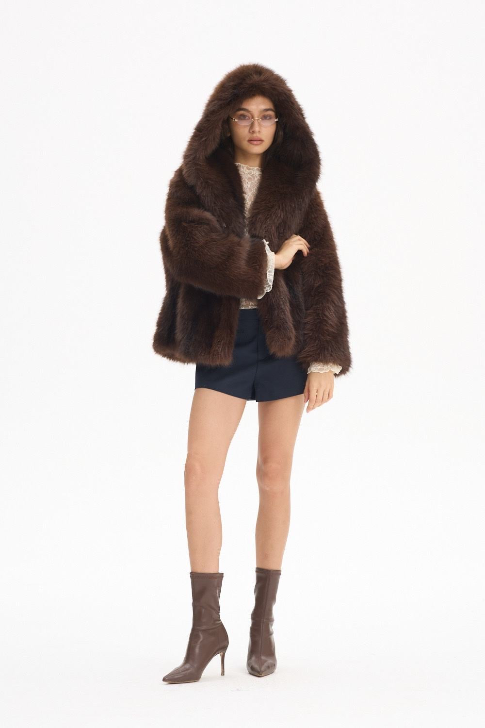veste fourrure capuche Choco 3043