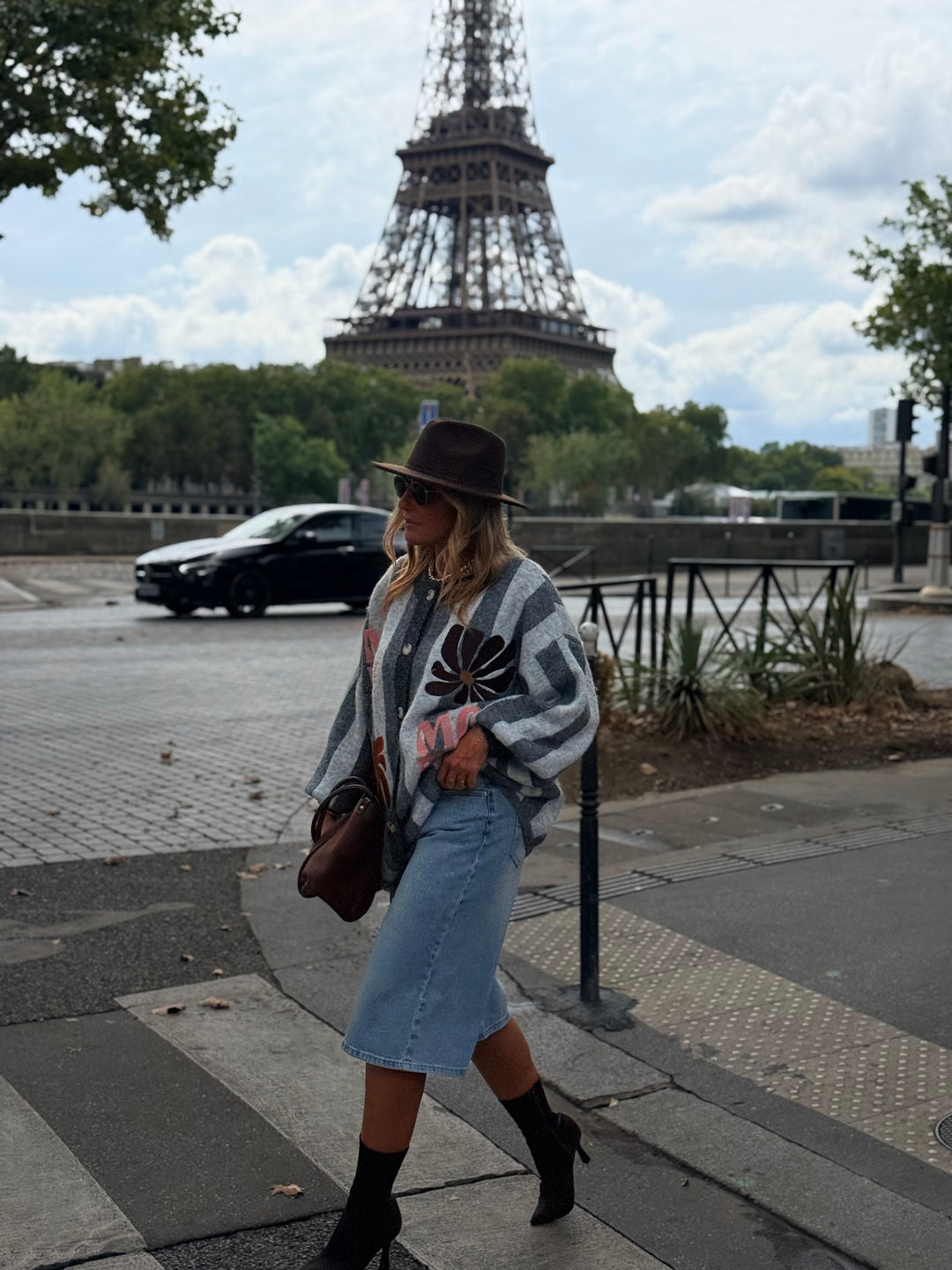 Pull Gilet rayure brodés Gris